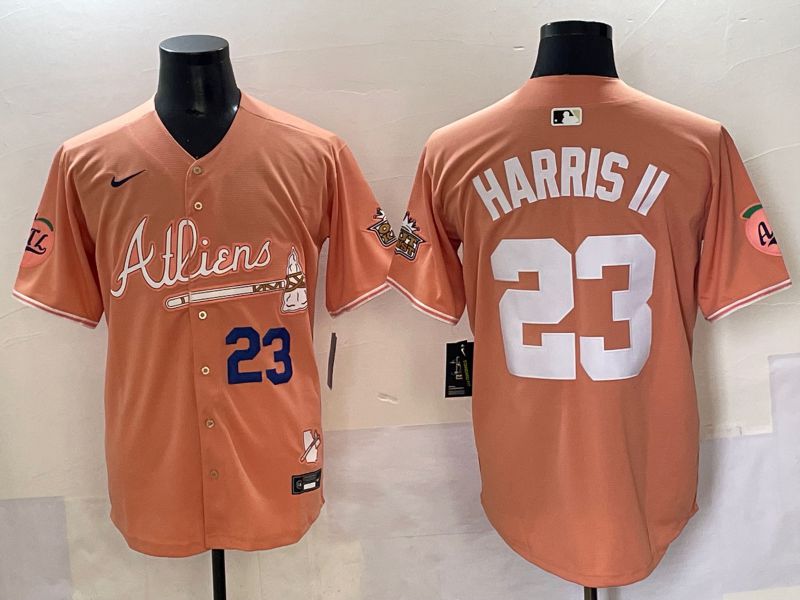Men 2025 Atlanta Braves #23 Harris ii Orange Five generations Joint Name Nike MLB Jersey style 2->atlanta braves->MLB Jersey